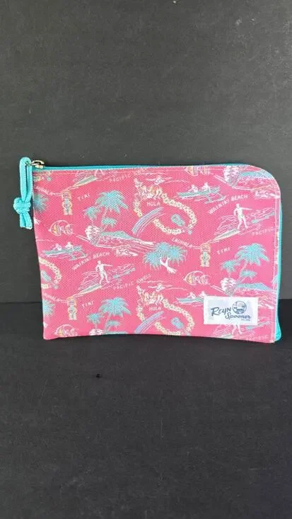United Airlines Reyn Spooner Pink Hawaiian Zip Travel Pouch Cosmetic Bag Formia
