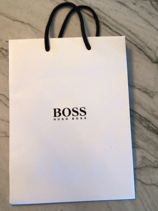 Hugo Boss White Gift Bag with Black Handles