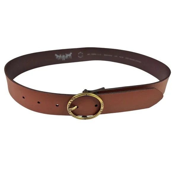 Levis Brown Bovine Leather Belt Round Brass Buckle Size 30 75cm Womens
