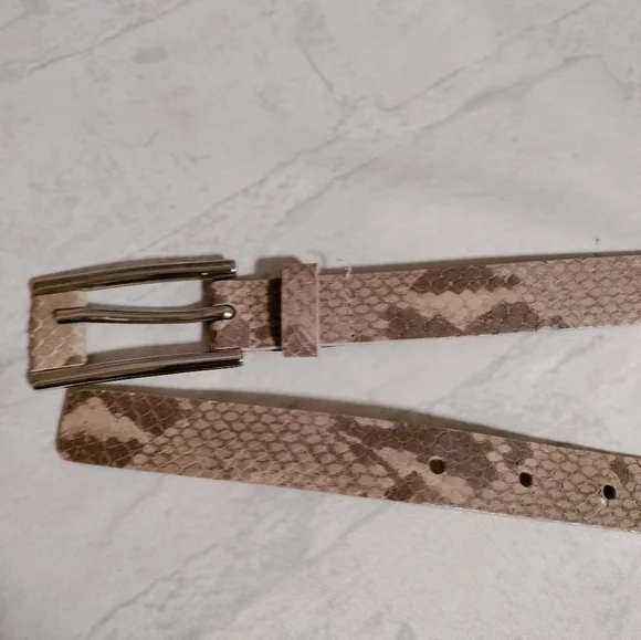 Elegant Italian Fine Leather Belt Garuglieri Snake Women’s Brown Tan Sz Large