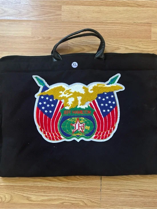 Jeff Hamilton Black Embroidered Crest Garment Bag