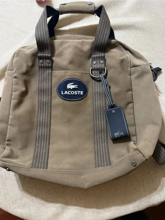 Lacoste Olive Canvas weekender bag