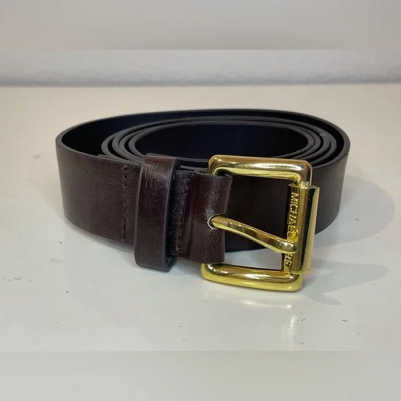 Michael Kors Women’s Dark Brown Belt with Gold‎ Buckle Size XL
