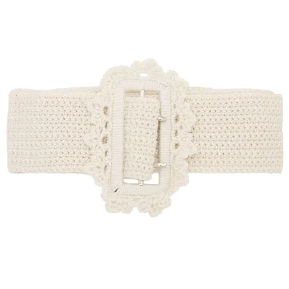 nastyamasha Crochet Belt With Embroidery Logo in Off White One Size New Womens