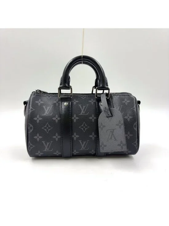 Louis Vuitton Keepall Bandouliere 25 Monogram Eclipse Leather Black Handbag