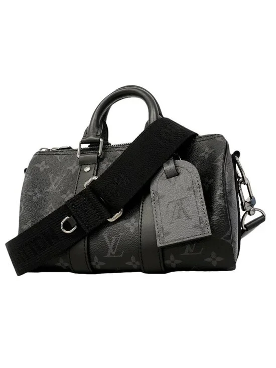 Louis Vuitton Handbag Monogram Eclipse Keepall Bandouliere 25 Black Gray 2-Way