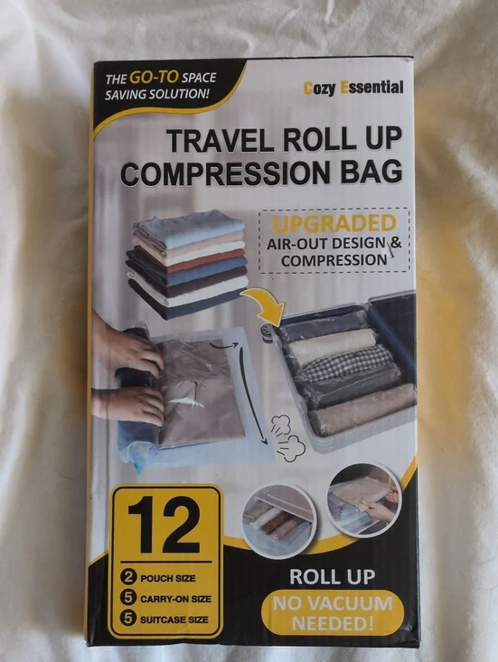 Travel Roll Up Compression Bag - Gray (12-Pack)
