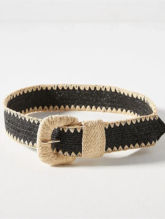 Anthropologie Linea Pelle Stretch Woven Raffia Belt NWT