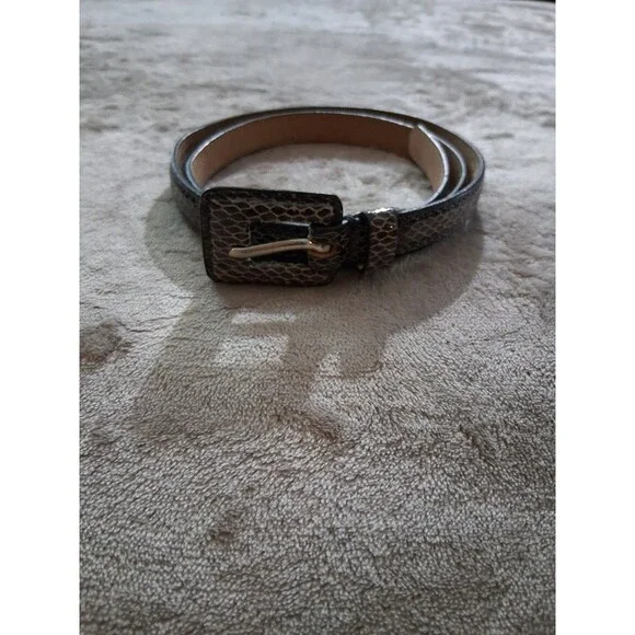 Ann Taylor  Genuine Leather Snakeskin  Belt Small Gray Classic Preppy Skinny