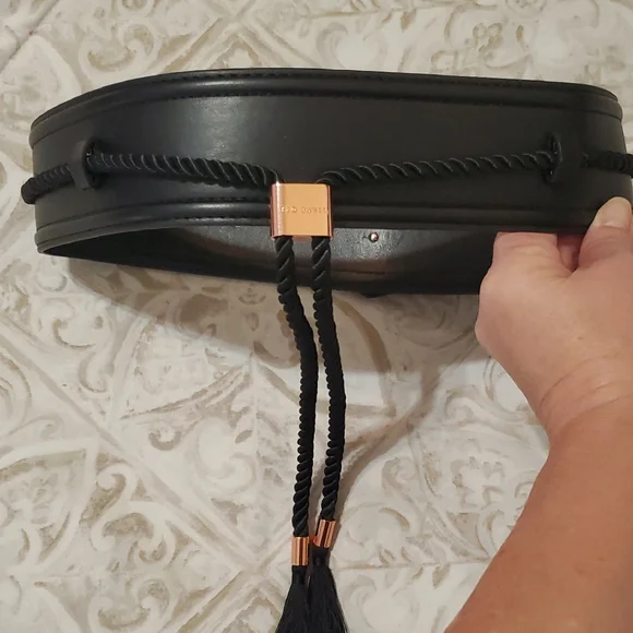 Ted Baker Black Rope Tassel Belt with Rose Gold Accent