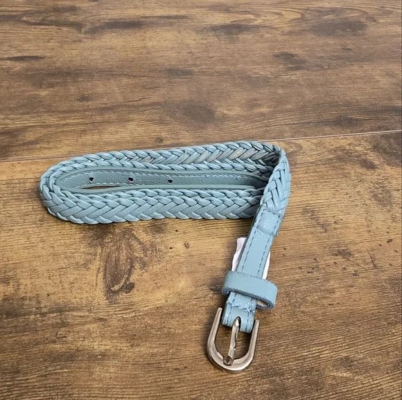 womens light blue braided fashion belt size medium unbranded