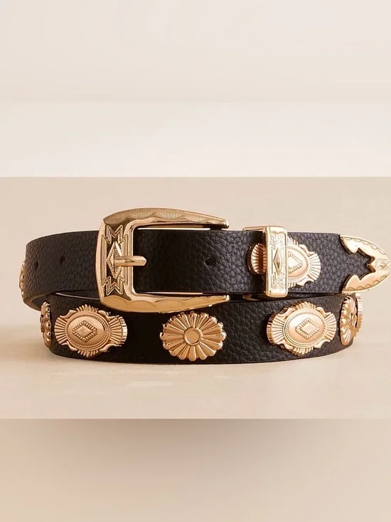 BKE Western Concho Belt Black Gold Western Boho Goth