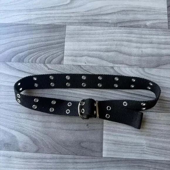 Vintage Y2K Black Canvas Double Grommet Belt