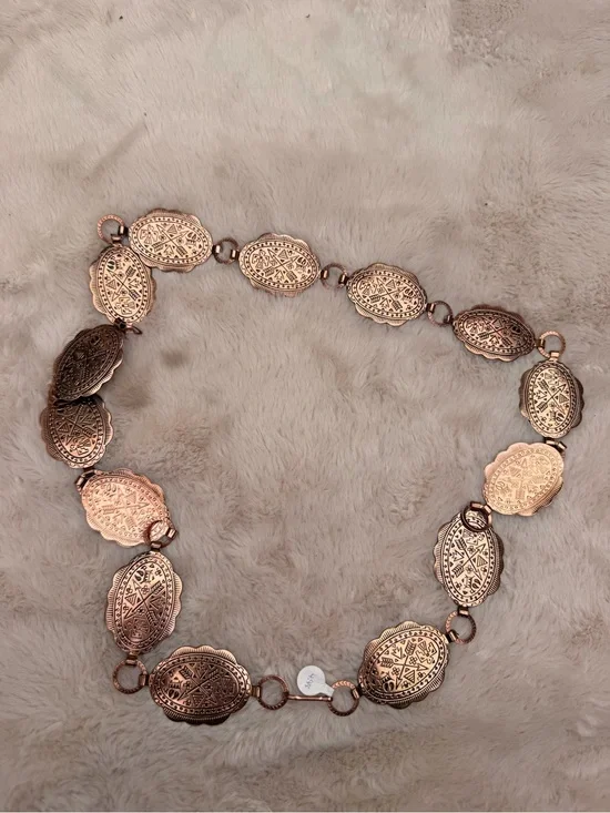 Vintage Etched Rose Gold Oval Link Chain Belt