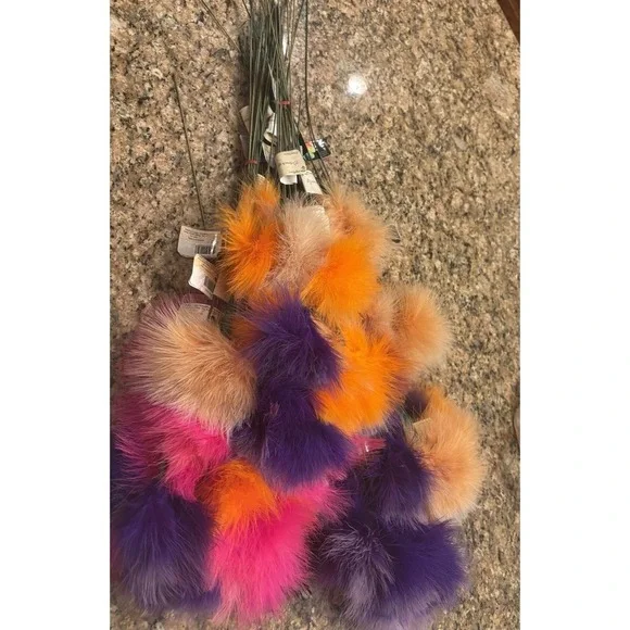 Touch Of Nature Floral Decor Faux Fur Pom Pom Stem  50+ Various Colors