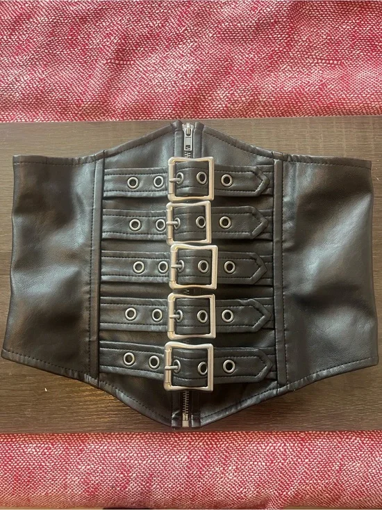 Lip Service Black corset with Silver Buckle Straps