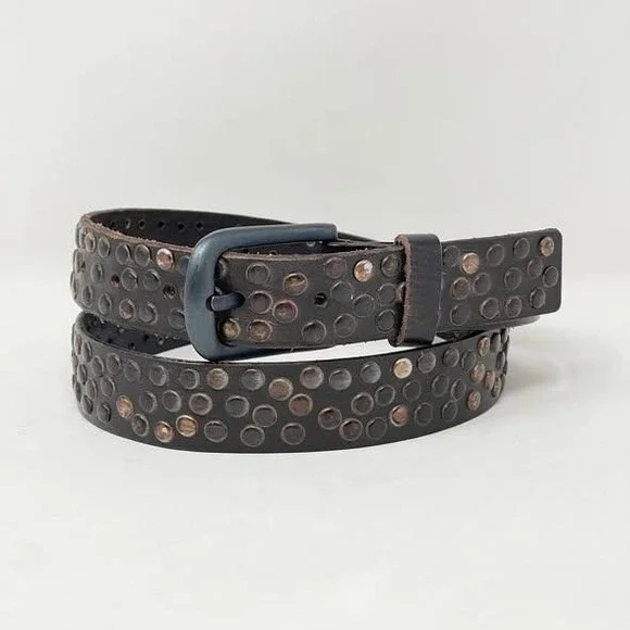 Indie Spirit Studded Belt Wms Large Dark Brown Rivets Western Cowgirl Festival
