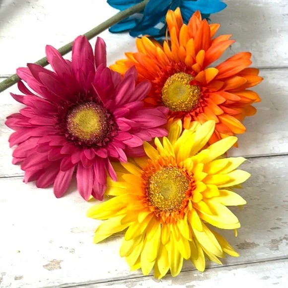 10ct Long Colorful Daisies Artificial Flowers Yellow Daisy Pink Blue Orange
