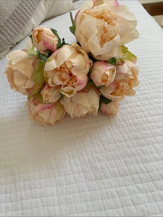 Peach pink  Blush Artificial Peony Bouquet - Home Accents