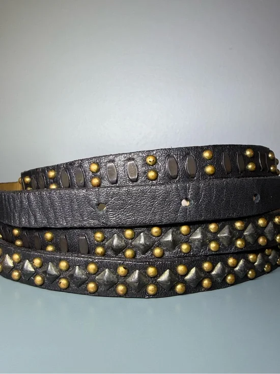 Urban Zen Celso Tia Double Wrap Studded Leather Belt NWT Size 36