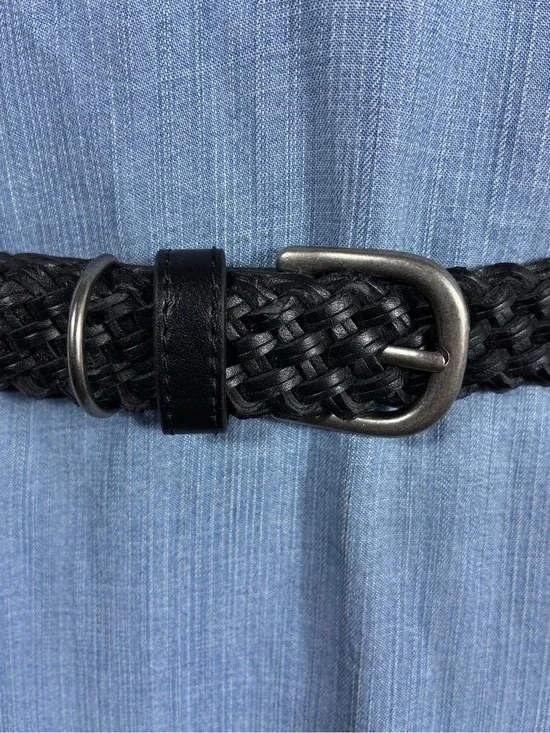 Plus Size Womens belt 43” long Braided Black Leather  - Classic Casual Style