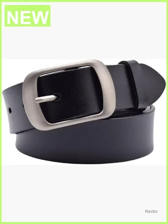 Genuine Leather Waist Belt with Removable Buckle, Adjustable 35-37