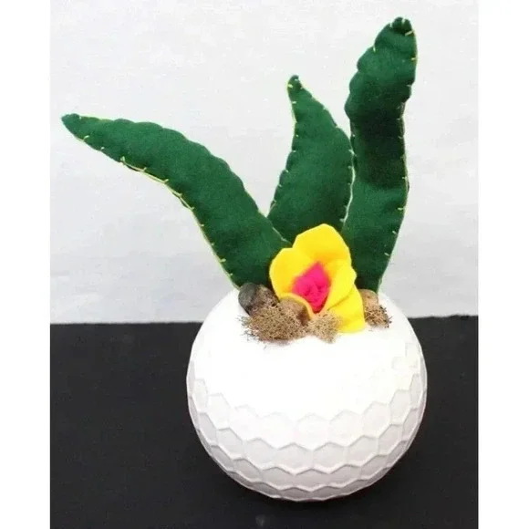 New Retro Contemporary Felt Fake Succulent Cactus Home Office Plant - Green