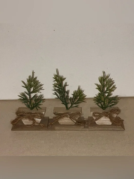 Rustic Triple Planter decor with artificial Greenery