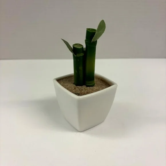 Greenbrier International Faux Bamboo Plant in White Pot 4.5