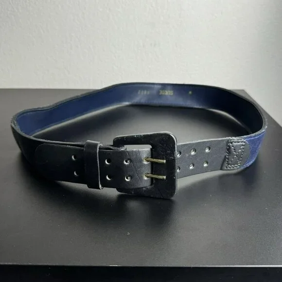 Vintage‎ Black & Blue Suede & Leather Belt Women's