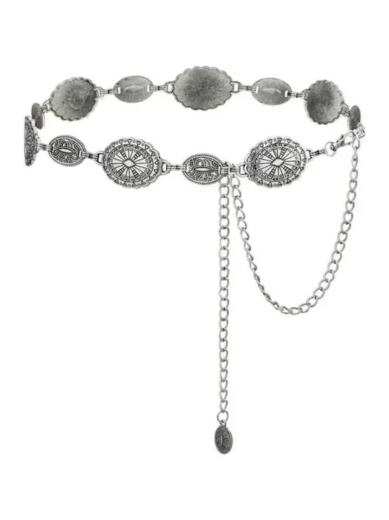 Western Concho Chain Belt Women Silver Cowgirl Belt Country Concert Outfit