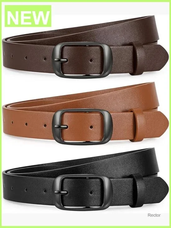 3 Pack Faux Leather Belts for Women - Adjustable Waist Belts for Jeans Pants