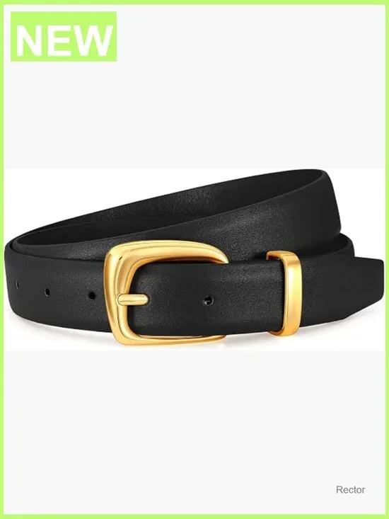 Vintage Gold Buckle Faux Leather Fashion Belt for Jeans & Dresses
