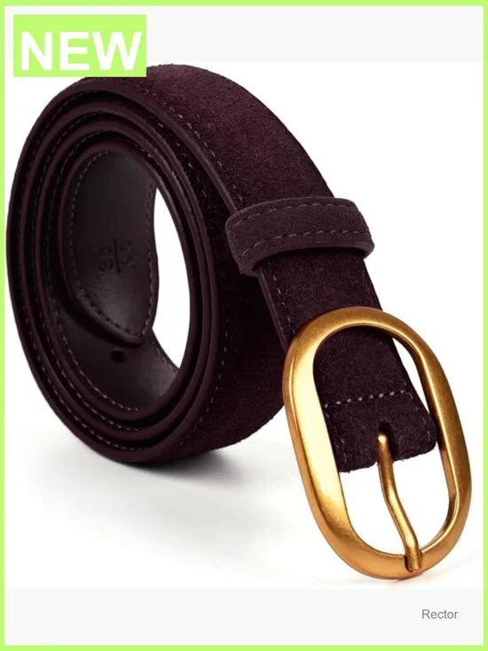 Suede Leather Waist Belt with Gold Buckle for Dresses Jeans