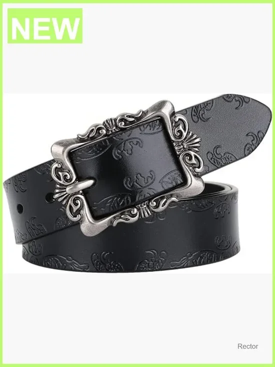Classic Vintage Leather Belt - Adjustable Buckle for Women