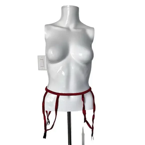 Kiki de Montparnasse Red Satin Silk Garter Belt Suspenders One size Fits All