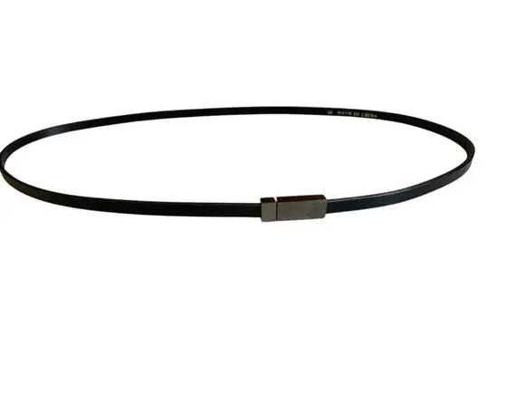 Black Faux Leather Skinny Belt 16