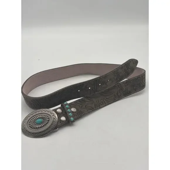 Angel Ranch DA3755 Grey embossed‎ belt with pewter buckle 34”