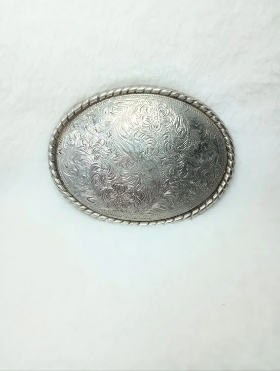 Floral Scroll Silver Plated Belt Buckle W Made In Usa Southwestern Gorpcore Vtg