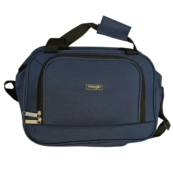 Wrangler Navy Blue Travel Boarding Bag Trolley Sleeve Shoulder Strap 14x10x4