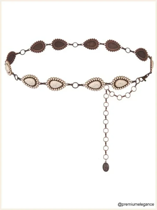 Large Western Concho Metal Link Chain Belt for Women Cowgirl