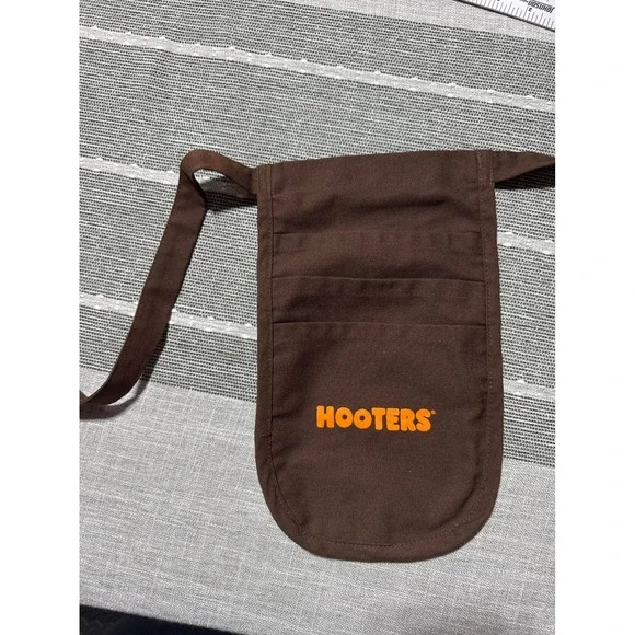 Hooters Waitress Apron Utility Pocket Waist Pouch Brown Orange‎ Logo
