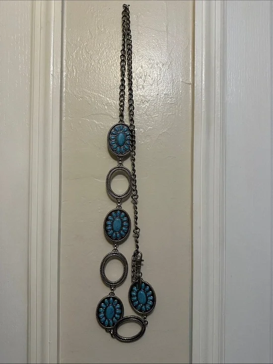 Chico's Turquoise Oval Cluster Pendant Keychain