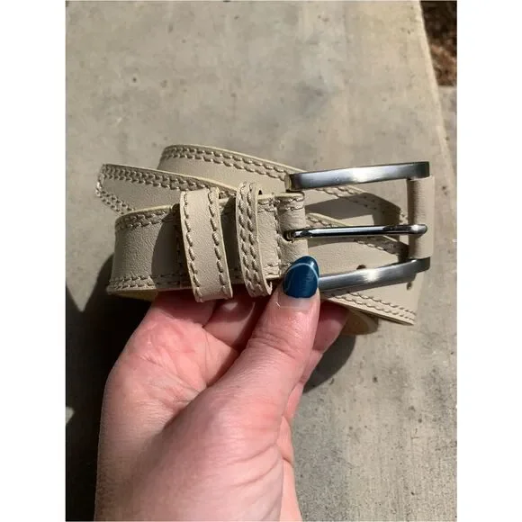 Ivory Leather Belt