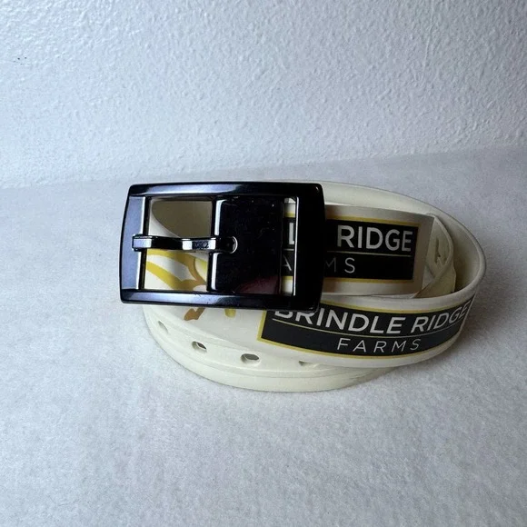C4 Equestrian Belt Brindle Ridge Farms White Yellow Horse Adjustable READ