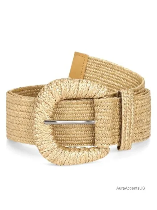 Straw Woven Elastic Stretch Waist Belt Boho Braided Dress Belt