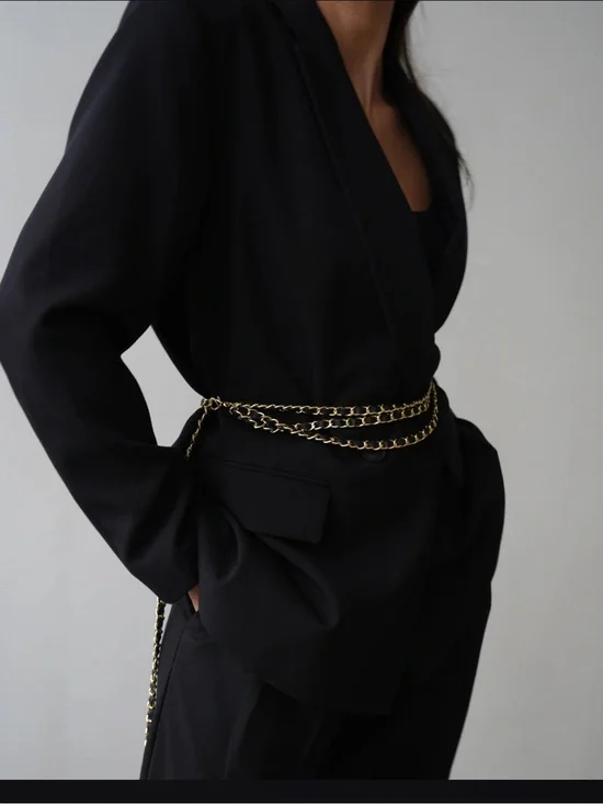 B-Low the Belt “Gissel” Gold Chain/Leather Wrap Belt. OSFM