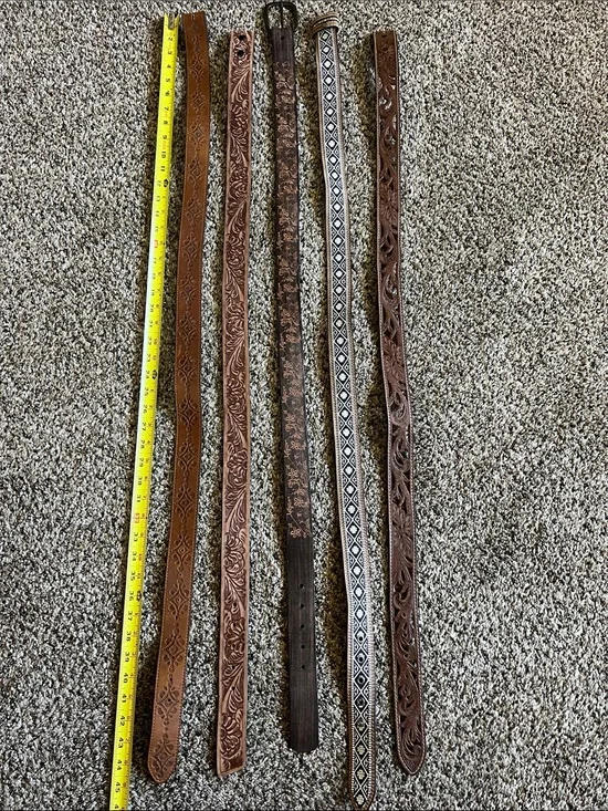 Mixed Leather and Woven Belts - Brown and Black Accents 5 belts