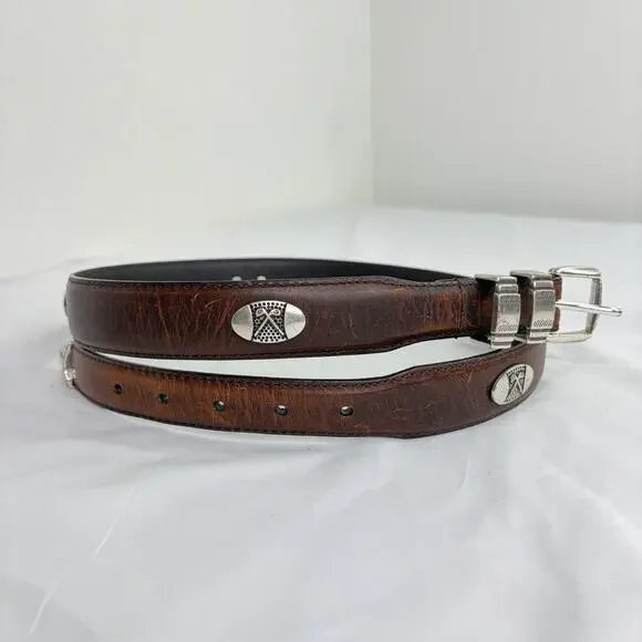 Vintage AML 3000 Men’s Brown Leather Hockey Golf Concho Waist Belt Size 34
