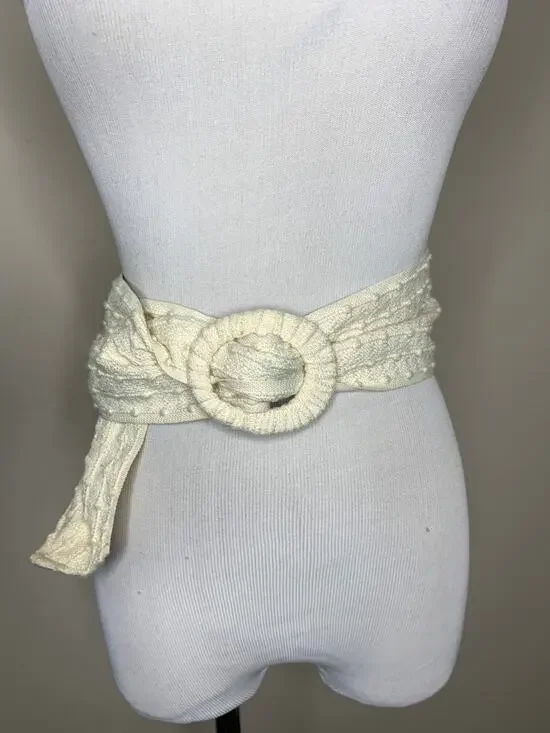 80s Fabric Cream Belt OSFA 3.5